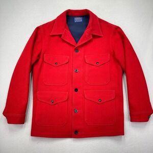 Vintage 70s Pendleton Mackinaw Jacket Mens M Red Wool Hunting Field Coat
